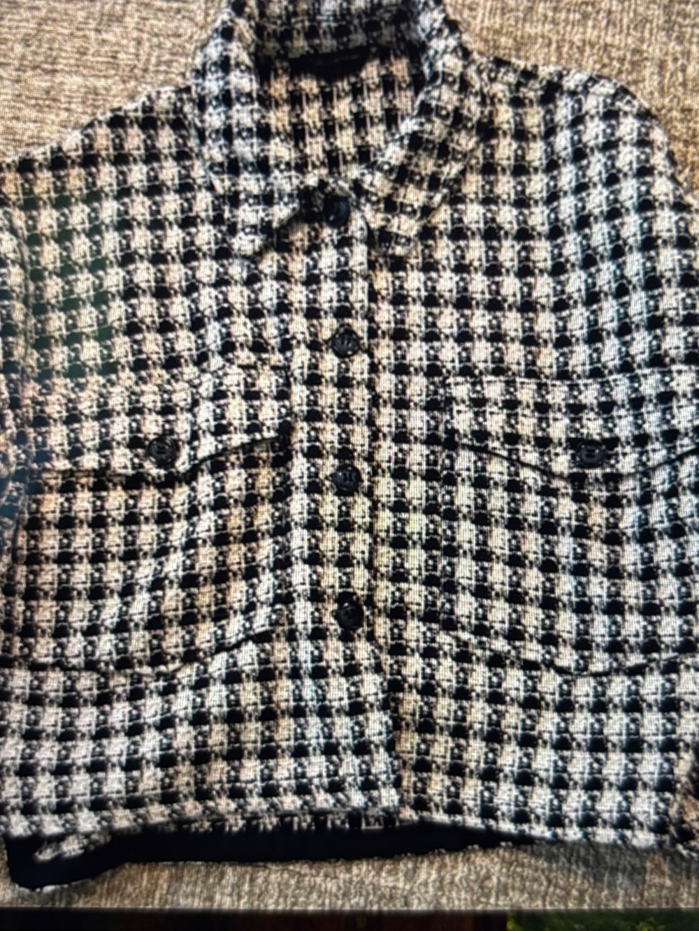 Shinestar Black and White Tweed Bomber Jacket